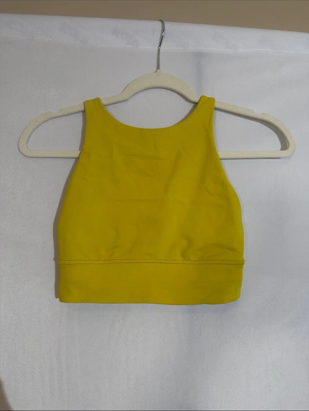 Lululemon Sports Bra Size 4 High Neck Cross Back Citron Yellow Color